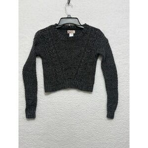 SO Heritage Women Charcoal Gray Cable Knit Cropped Sweater XS‎ 847819017535